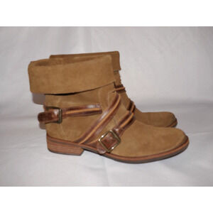 Matisse Prospector Boots Women’s Size 8.5 M Tan Suede Leather Cross Straps Ankle